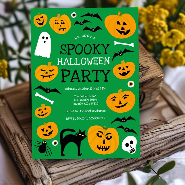 Invitation HALLOWEEN PARTY Jack-o-lanterns mignon Personnalis (HALLOWEEN PARTY Jack-o-lanterns Cute Custom Invitation
)