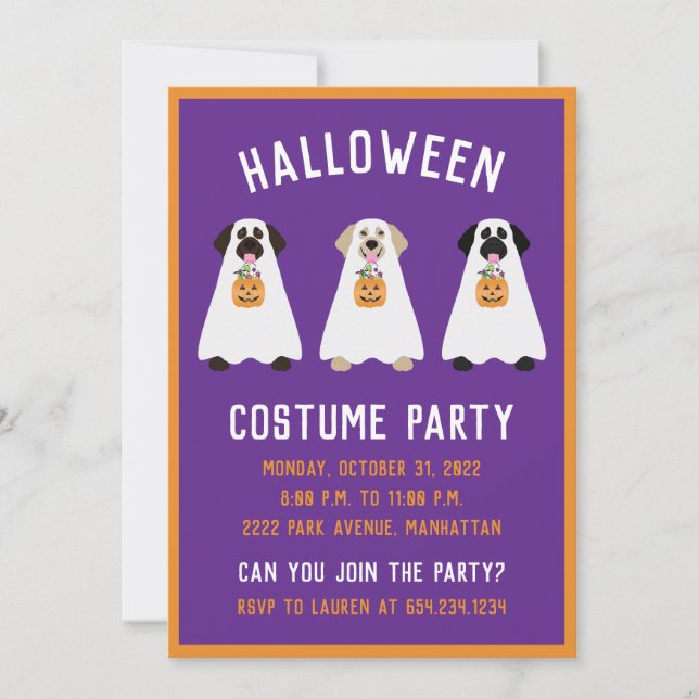 Invitation Halloween Party Labrador Retriever Ghost Dogs (Devant)