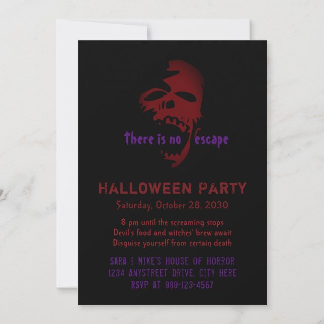 Invitation Halloween Party Red Skide Head Déplaisant (Devant)