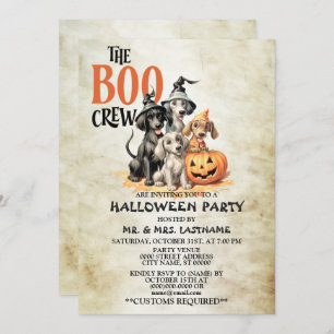 Invitation Halloween Party Scary Boo Chiens Crew Éffrayant