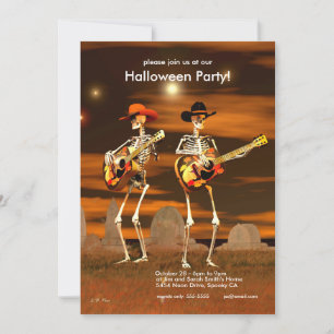 Invitation Halloween Party Skeleton Musiciens
