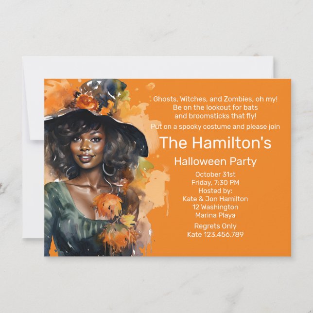 Invitation Halloween Party sorcière brasser (Devant)