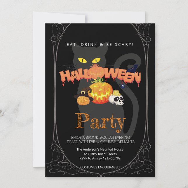 Invitation Halloween Party Vintage gothique (Devant)