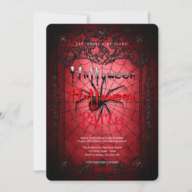 Invitation Halloween Party Vintage Spider Web (Devant)