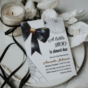 Invitation Halloween Petit Boo Black Bow Baby shower