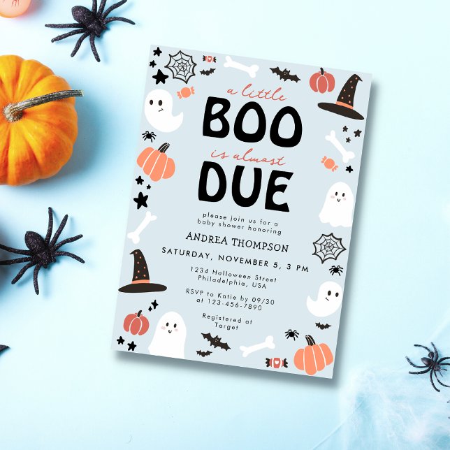 Invitation Halloween Petit Boo est presque dû bébé garçon dou (Créateur téléchargé)