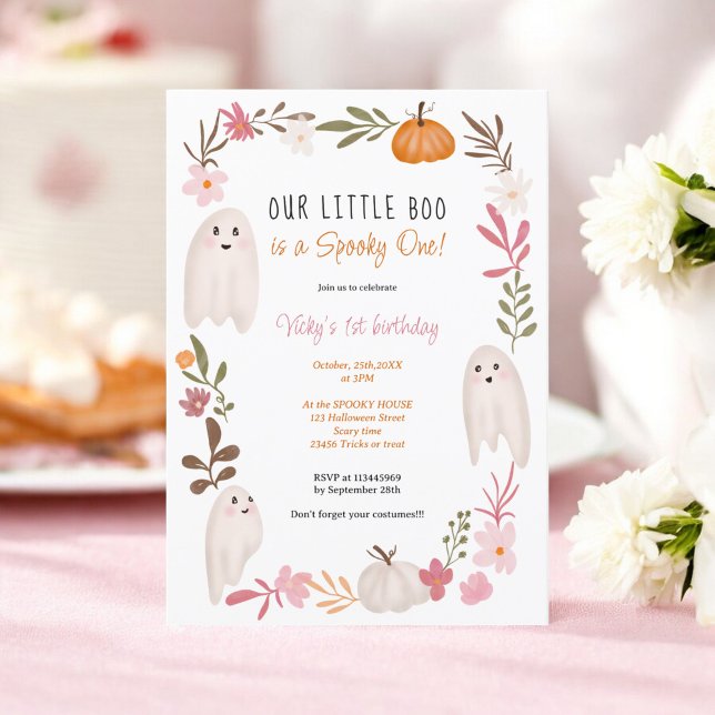 Invitation Halloween petit livre Ghosts mignons enfants 1er a (Halloween little boo Ghosts Cute kids 1st birthday Invitation)