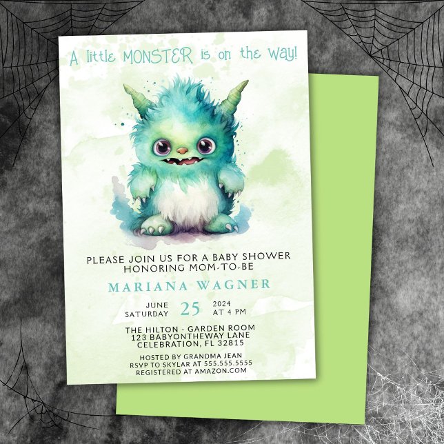 Invitation Halloween Petit Monster Boy Baby shower (Créateur téléchargé)