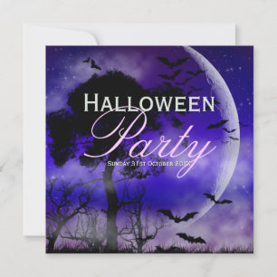 Invitation Halloween Pleine Lune & Chauves-Souris