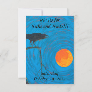 Invitation Halloween Pleine lune corail