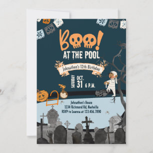 Invitation Halloween Pool Party Enfants nager Halloween Anniv