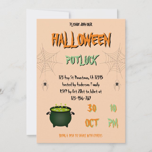 Invitation Halloween Potluck (Devant)