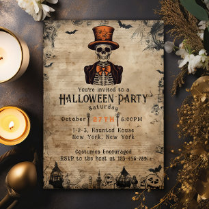 Invitation Halloween pour adultes du crâne vintage