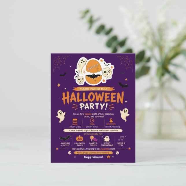 Invitation Halloween pour un bébé chauve-souris Tr (Debout devant)