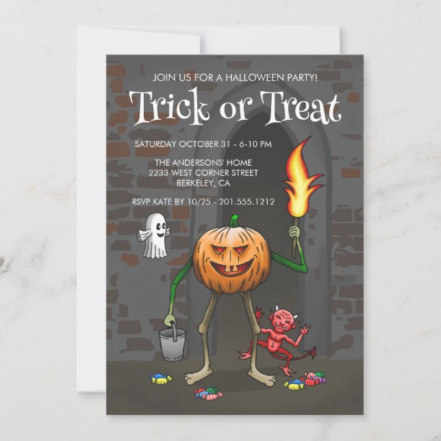 Invitation Halloween pour un Trick or Treat (Devant)