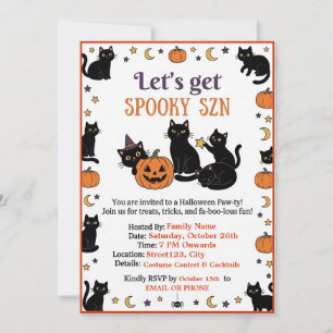 Invitation Halloween pour une fête avec un chat no