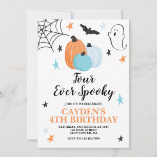 Invitation Halloween Quatre Citrouilles d'anniversaire Éffray