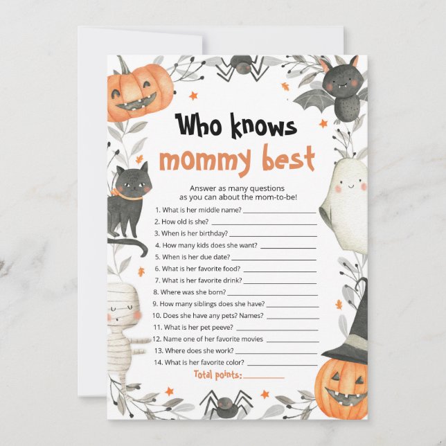 Invitation Halloween qui connaît maman meilleur Baby shower j (Devant)