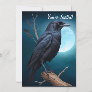 Invitation Halloween Raven au clair de lune