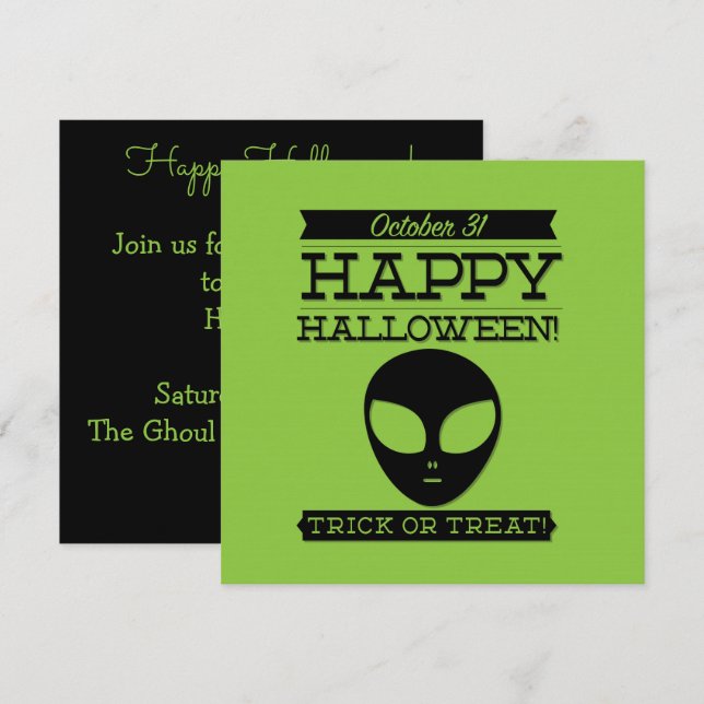 Invitation Halloween rétro typographique (Devant / Derrière)