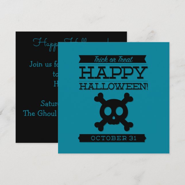 Invitation Halloween rétro typographique (Devant / Derrière)