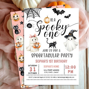 Invitation Halloween rose Éffrayant UN 1er anniversaire Invit