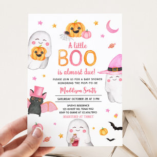 Invitation Halloween rose Un Petit Baby shower Fantôme De Boo