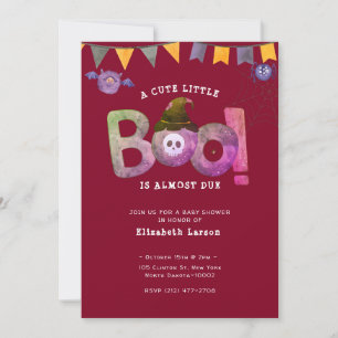 Invitation Halloween Rouge à thème Baby shower mignonne fête