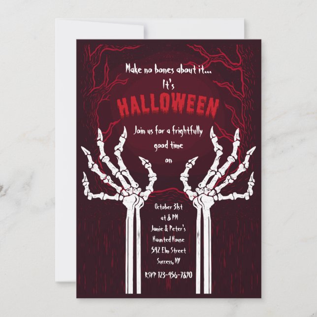 Invitation Halloween sans os pour autant (Devant)
