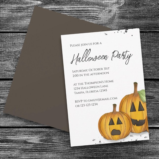 Invitation Halloween Simple mignonne Jack O lanterns Citrouil (Créateur téléchargé)