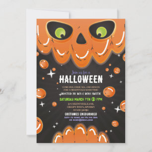 Invitation Halloween Skull Party Neon Black Gothique Yeux