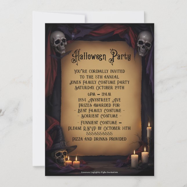 Invitation Halloween Soignée et bougies (Devant)