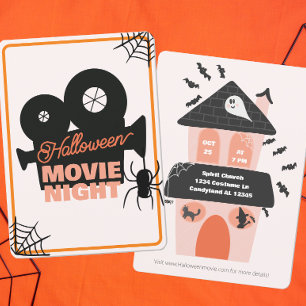Invitation Halloween Soirée cinéma Éffrayant petits enfants