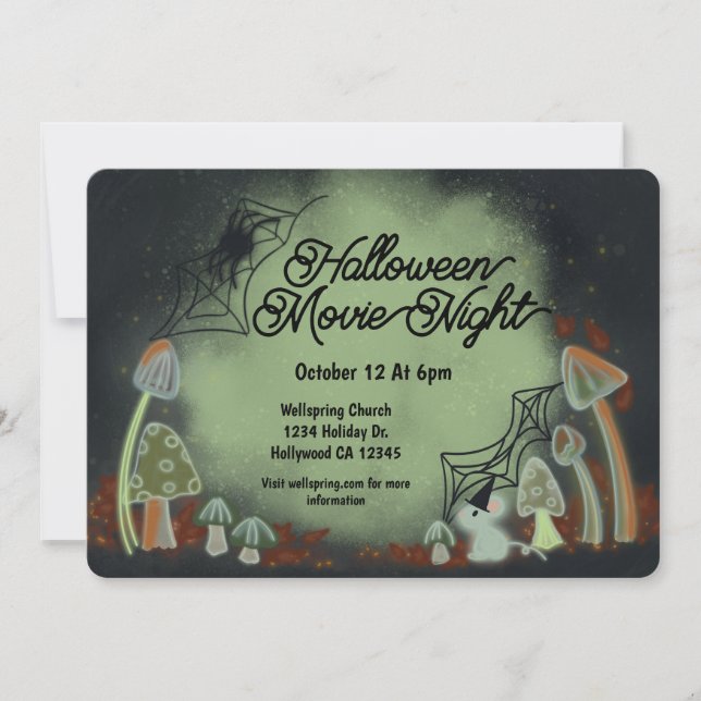 Invitation Halloween Soirée Film Woodland Glow (Devant)