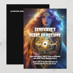 Invitation Halloween sorcière celtique imaginaire fille de la