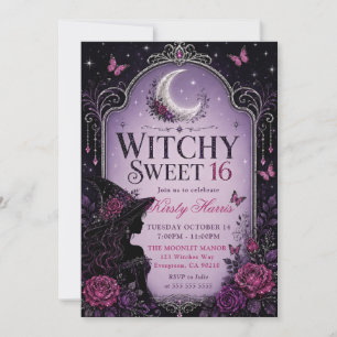 Invitation Halloween Sorcière Sweet 16