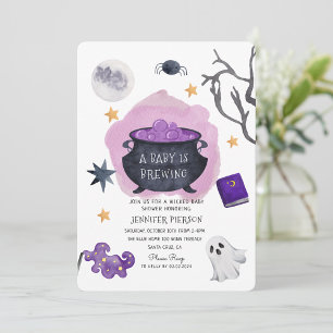 Invitation Halloween sorcière Un bébé brasse du Baby shower