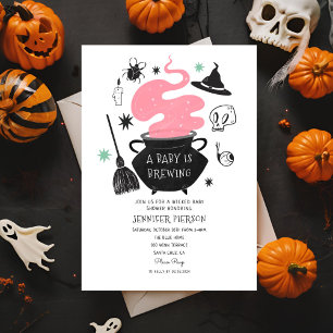 Invitation Halloween sorcière Un bébé brasse du Baby shower