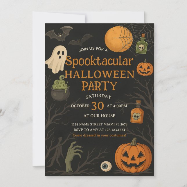 Invitation Halloween Spooktaculaire Glow Party (Devant)