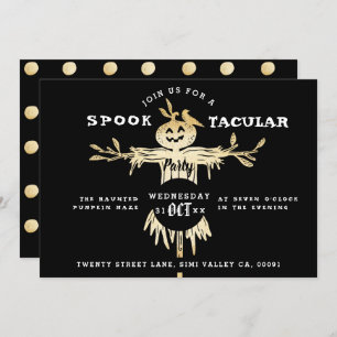 Invitation Halloween Spooktaculaire   or & noir Scarecrow