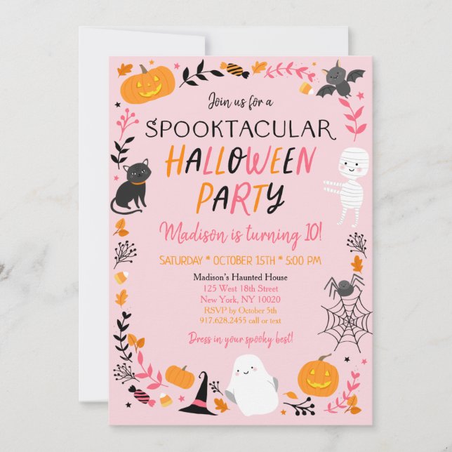 Invitation Halloween Spooktacular Girl Anniversaire  (Devant)