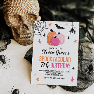 Invitation Halloween Spooktacular Girl Anniversaire Citrouill