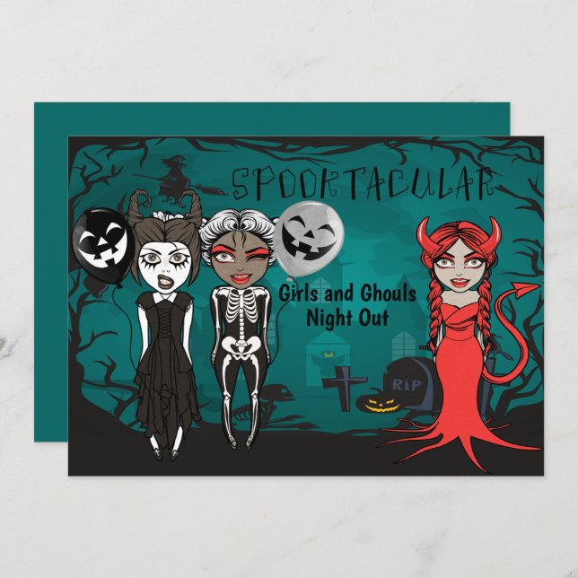 Invitation Halloween Spooktacular Girls And Ghouls Night Out (Devant / Derrière)