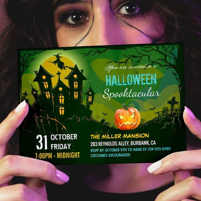 Invitation Halloween Spooktacular Party Déplaisant Maison han (Perfect choice for hosting a family-friendly Halloween party or a spooky gathering for friends.)