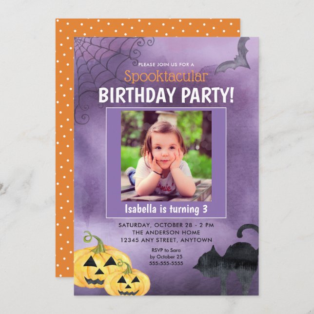 Invitation Halloween Spooktacular Photo Anniversaire (Devant / Derrière)