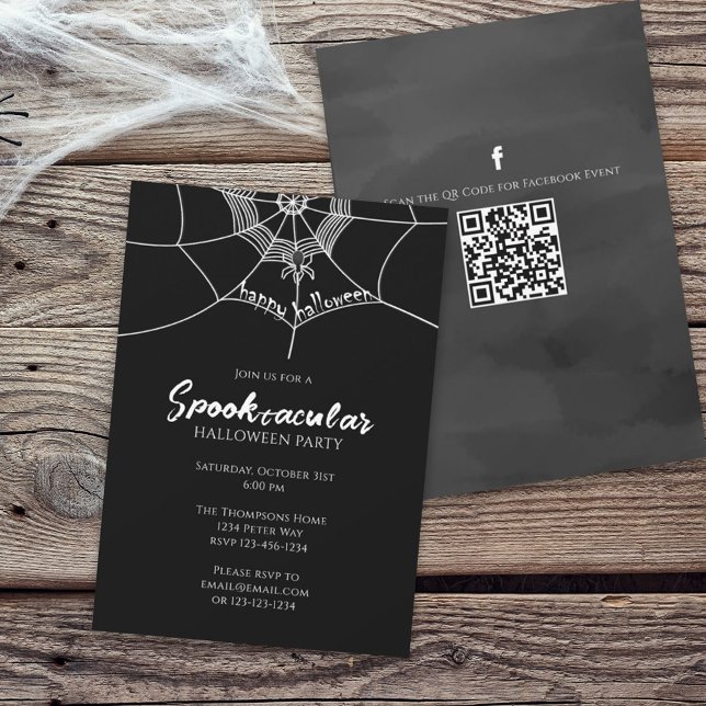 Invitation Halloween Spooktacular Spider QR Code Social Media (Créateur téléchargé)