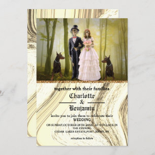Invitation Halloween squelette couple Mariage gothique