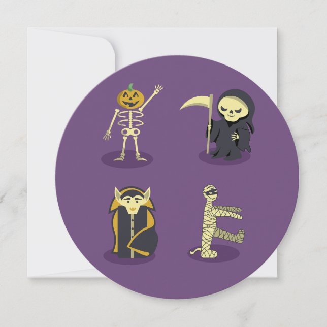 Invitation Halloween Squelette Dracula Mummy Griffe Reaper (Devant)