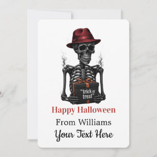 Invitation Halloween squelette effrayant nom perso