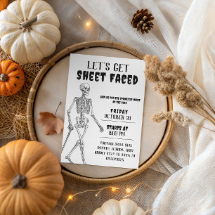 Invitation Halloween squelette Let's Get Sheet Fac